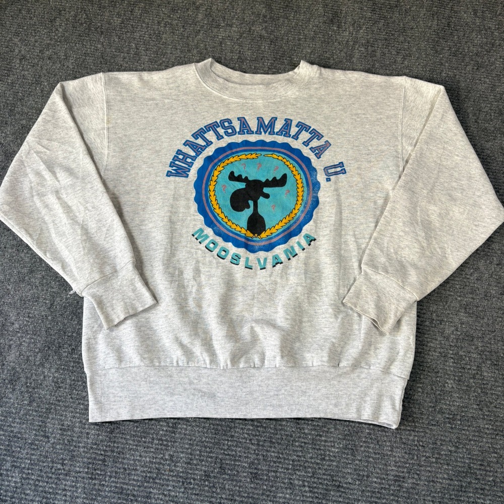 Vintage Medallion Whatsamatta U Moosylvania Sweatshirt XL Gray Bullwinkle USA